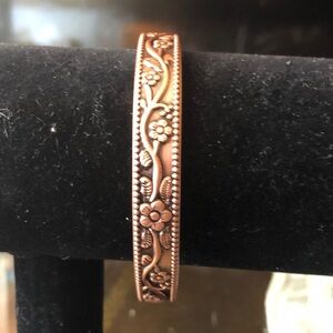 Floral Copper Bangle Bracelet